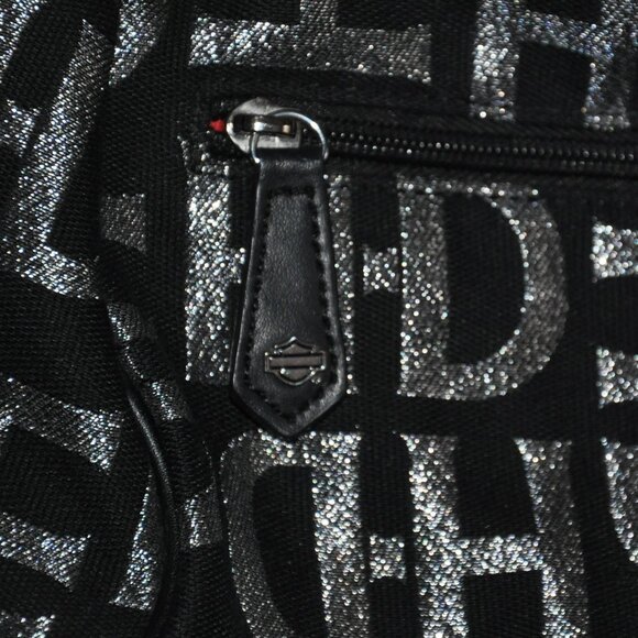 Harley-Davidson Black & Silver Jacquard Purse All-over H-D Print, 3 Charms - Picture 6 of 9